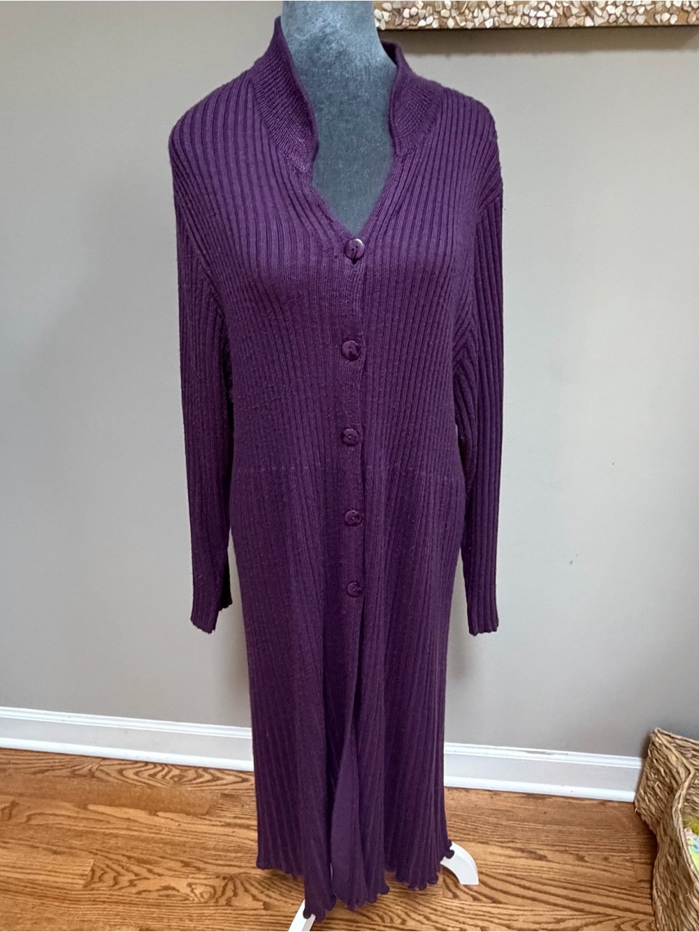 Vintage April Too! Cornell purple long sweater coat duster jacket wool purple